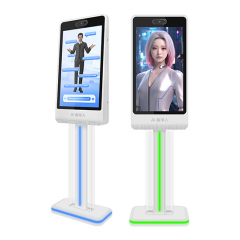 32-inch AI Interactive Digital Human Kiosk with LED-Lit Transparent Stand Design