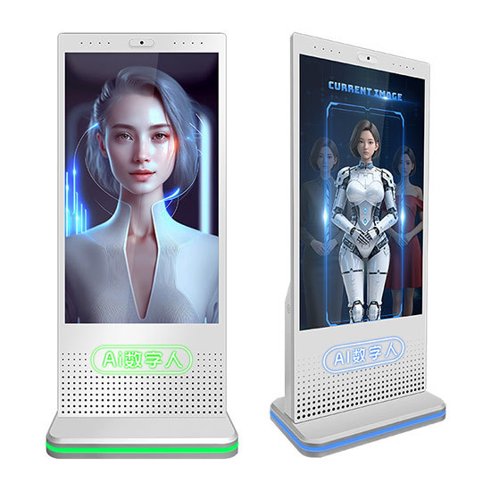 55-inch AI Digital Human Kiosk Screen Display Hardware with 360° LED Ambient Glow Base