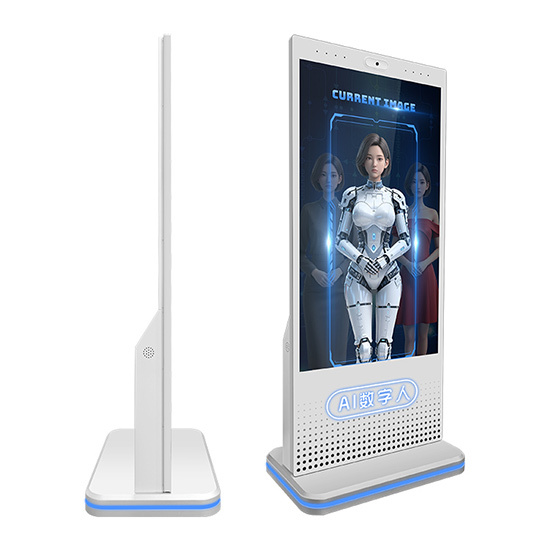 55-inch AI Digital Human Kiosk Screen Display Hardware with 360° LED Ambient Glow Base