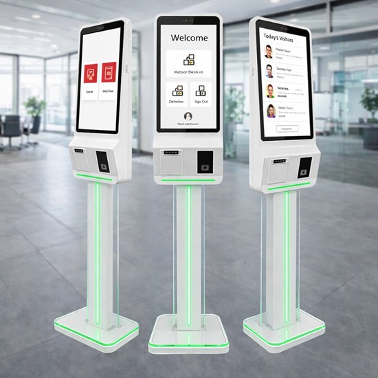 Floor Standing Self Service AI Assistant Kiosk with Acrylic Pedestal