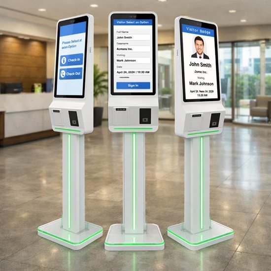 Floor Standing Self Service AI Assistant Kiosk with Acrylic Pedestal