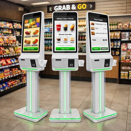 Floor Standing Self Service AI Assistant Kiosk with Acrylic Pedestal