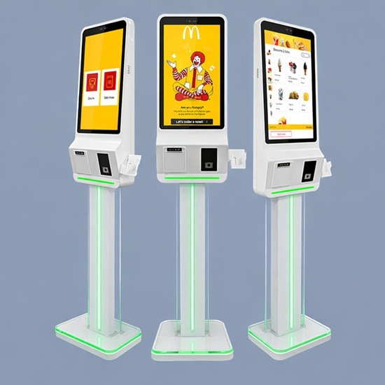 Floor Standing Self Service AI Assistant Kiosk with Acrylic Pedestal