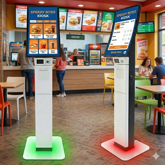 Curved AI Self-Service Kiosk with Modular Hardware Integration