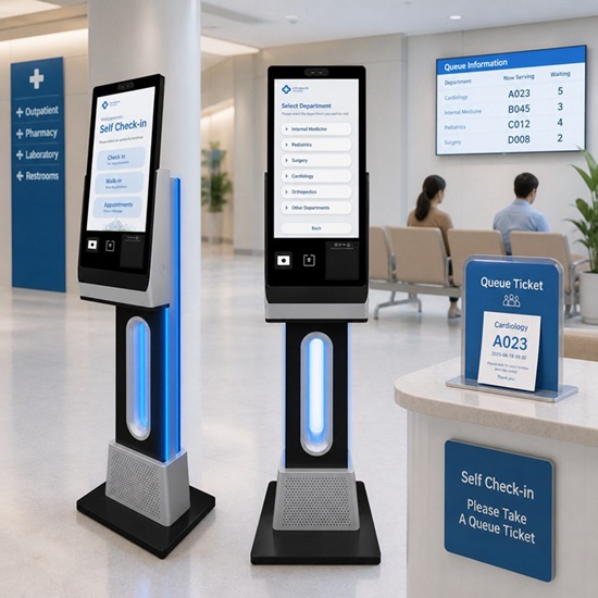 21.5 Inch Freestanding Interactive Self Service Kiosk with Hollow LED-Lit Design