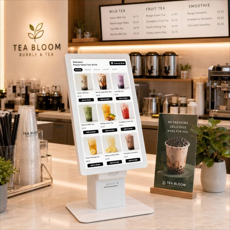 GDSINMAR 24 inch Tabletop Self-Service Ordering Kiosk for Bubble Tea Shop