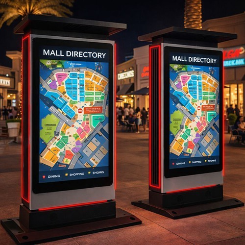 65" High-Brightness Outdoor Digital Signage Totem with RGB Side Lighting