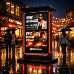 65" High-Brightness Outdoor Digital Signage Totem with RGB Side Lighting