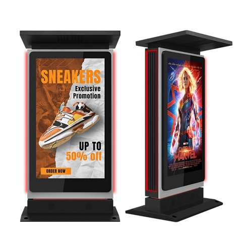 65" High-Brightness Outdoor Digital Signage Totem with RGB Side Lighting