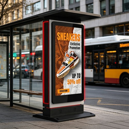 65" High-Brightness Outdoor Digital Signage Totem with RGB Side Lighting