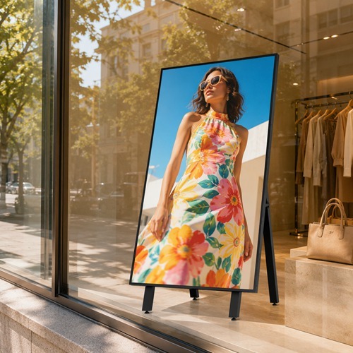 43" Foldable Digital Poster Advertising Sidewalk Sign with Auto Brightness Up to 3000 Nits