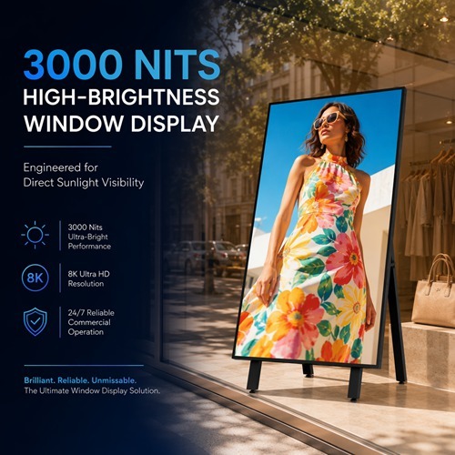 43" Foldable Digital Poster Advertising Sidewalk Sign with Auto Brightness Up to 3000 Nits