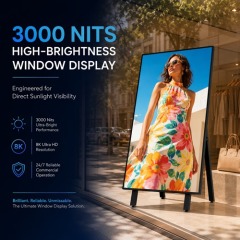 43" Foldable Digital Poster Advertising Sidewalk Sign with Auto Brightness Up to 3000 Nits