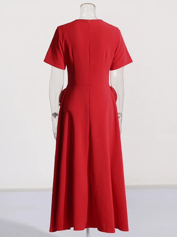 TWOTWINSTYLE Solid Patchwork Appliques Elegant  A Line Women Dress