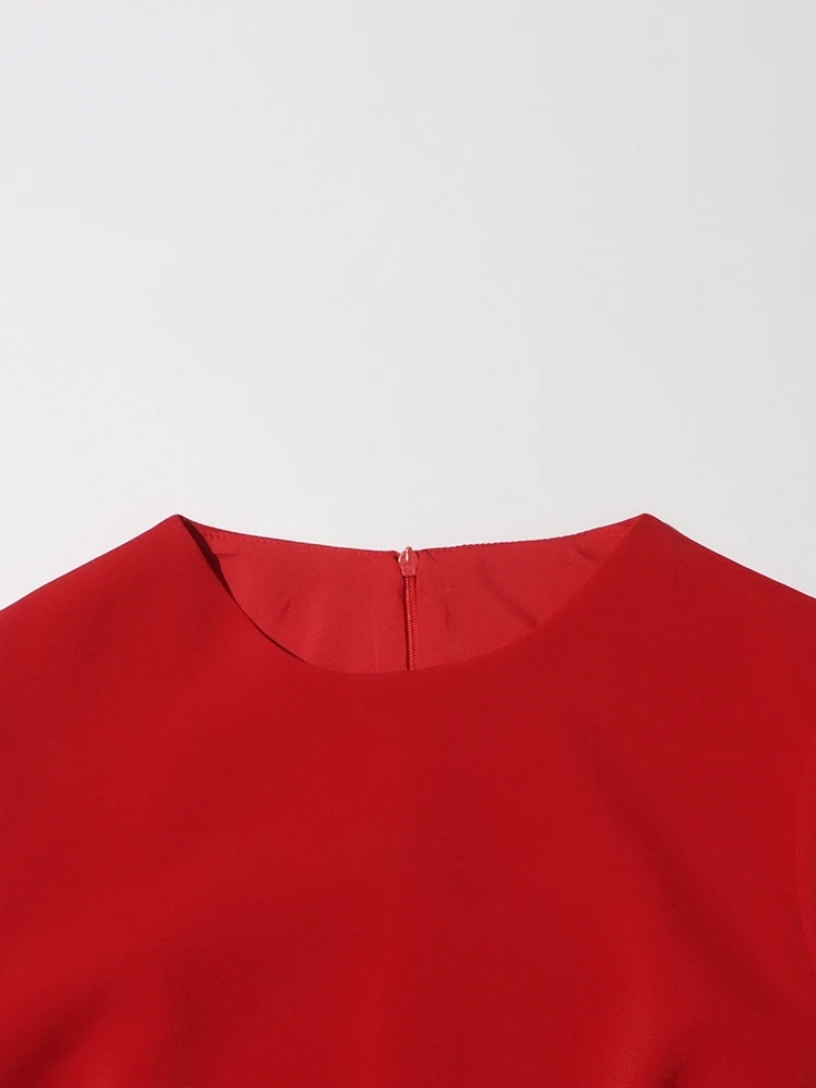TWOTWINSTYLE Solid Patchwork Appliques Elegant  A Line Women Dress