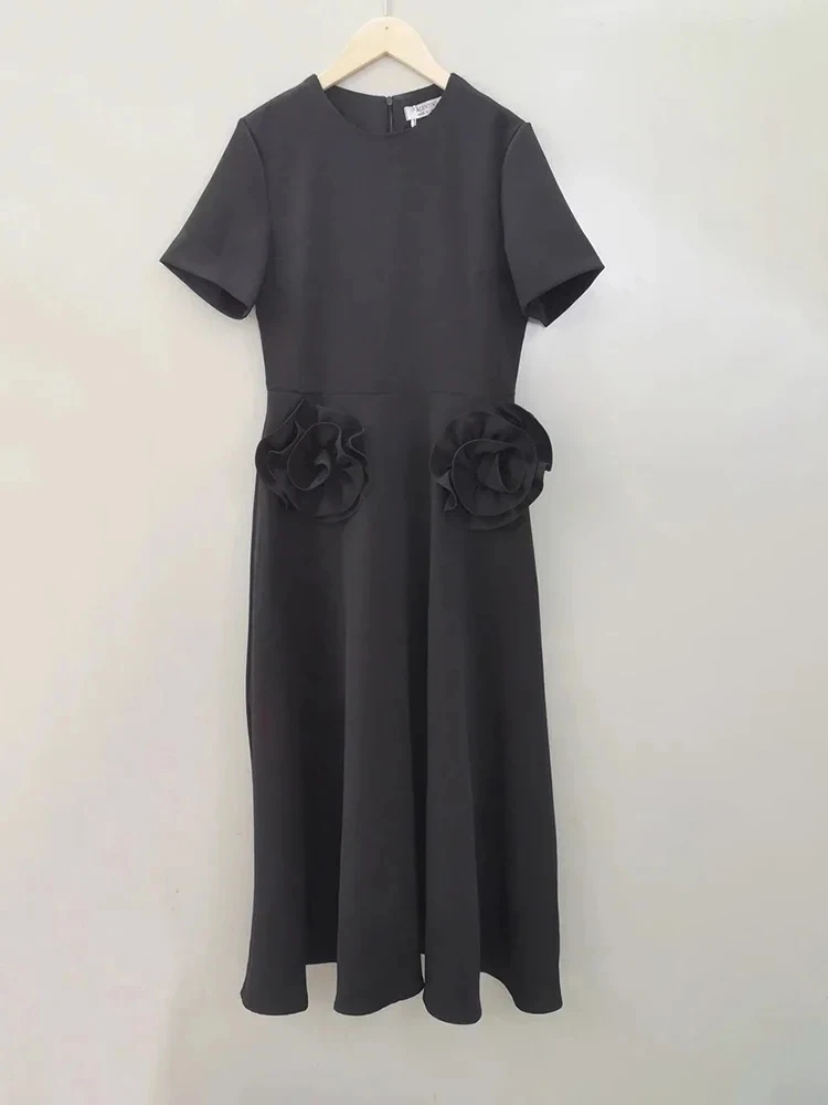 TWOTWINSTYLE Solid Patchwork Appliques Elegant  A Line Women Dress