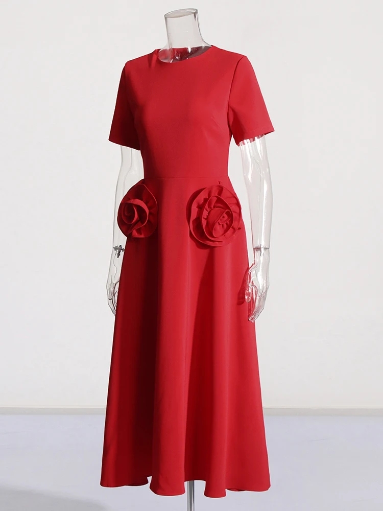 TWOTWINSTYLE Solid Patchwork Appliques Elegant  A Line Women Dress