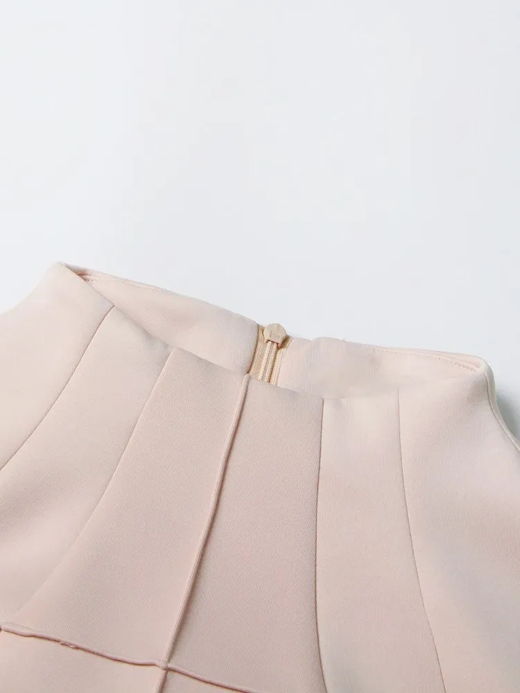 TWOTWINSTYLE Solid Patchwork Folds Slimming Minimalist Women Dress