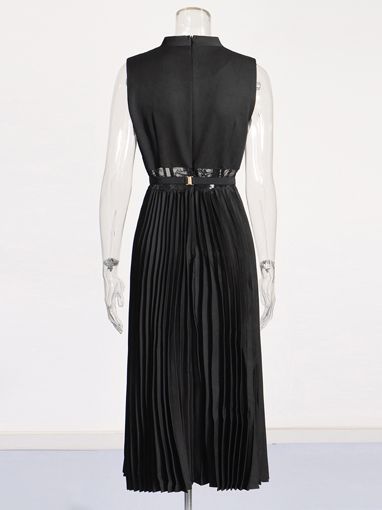 TWOTWINSTYLE Solid Sexy Patchwork Pleated Women Formal Dresses