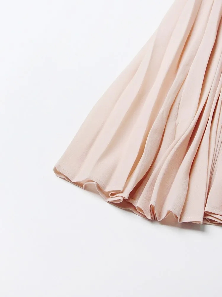 TWOTWINSTYLE Solid Patchwork Folds Slimming Minimalist Women Dress