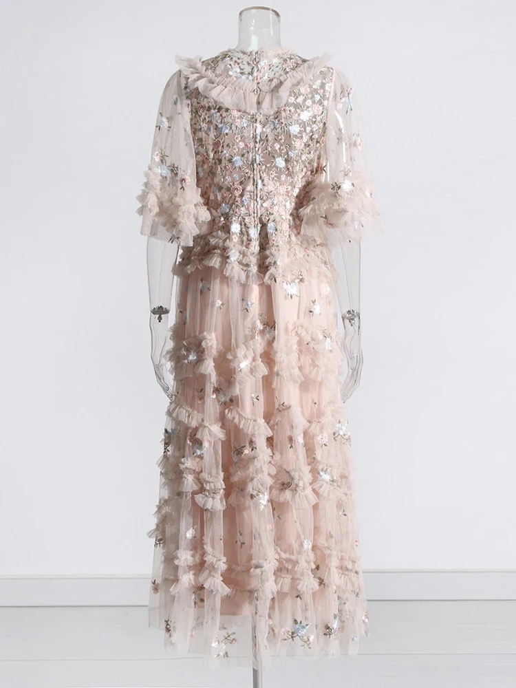 TWOTWINSTYLE Patchwork Sequins Flare Sleeve Temperament Women Dress