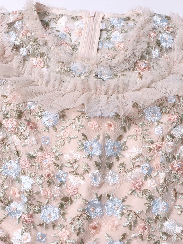 TWOTWINSTYLE Patchwork Sequins Flare Sleeve Temperament Women Dress