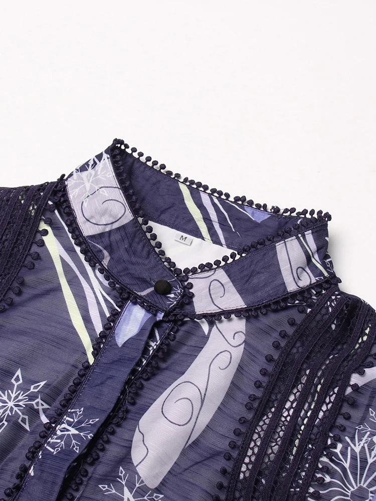 TWOTWINSTYLE Slimming Patchwork Belt Lantern Sleeve Women A Line Dress