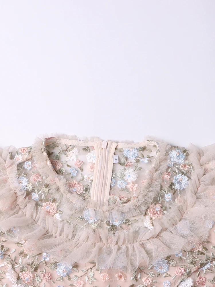 TWOTWINSTYLE Patchwork Sequins Flare Sleeve Temperament Women Dress