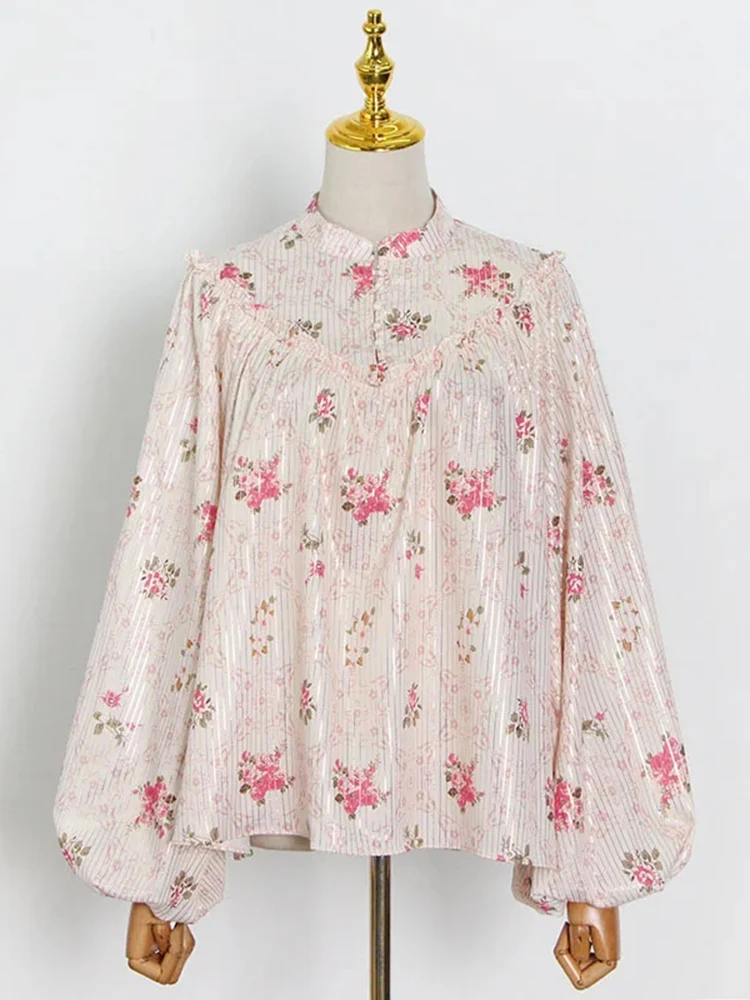 TWOTWINSTYLE Sweet Colorblock Printing Patchwork Lace Women Two Piece Sets