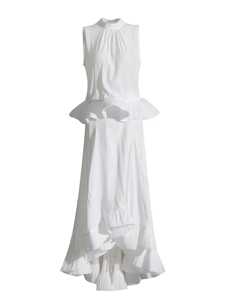 TWOTWINSTYLE Solid Elegant Patchwork Ruffles Women Formal Dresses
