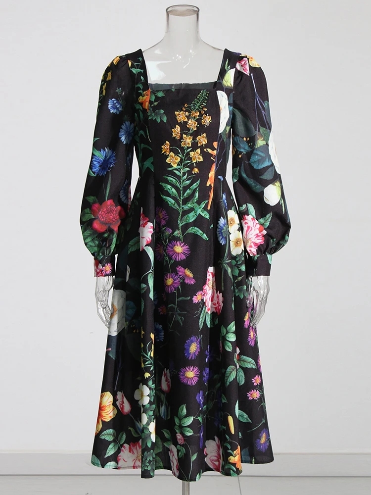 TWOTWINSTYLE Elegant Hit Color Printing Women Formal Dresses