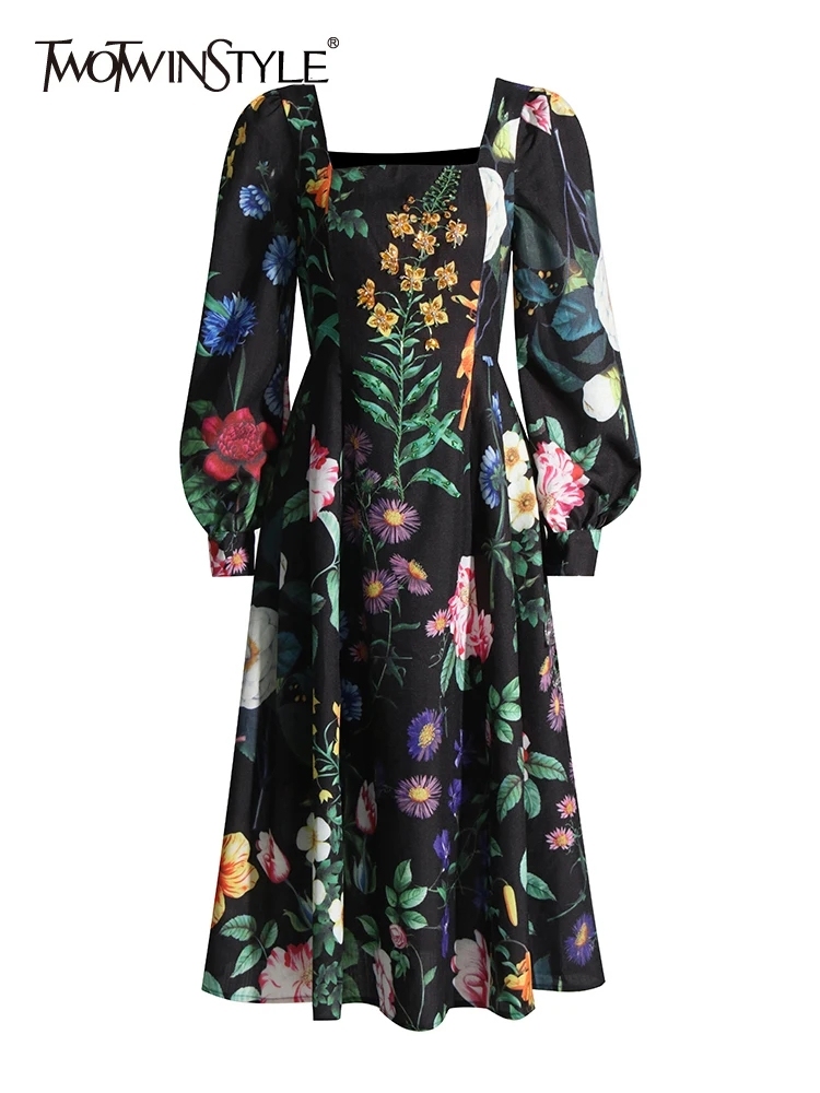 TWOTWINSTYLE Elegant Hit Color Printing Women Formal Dresses