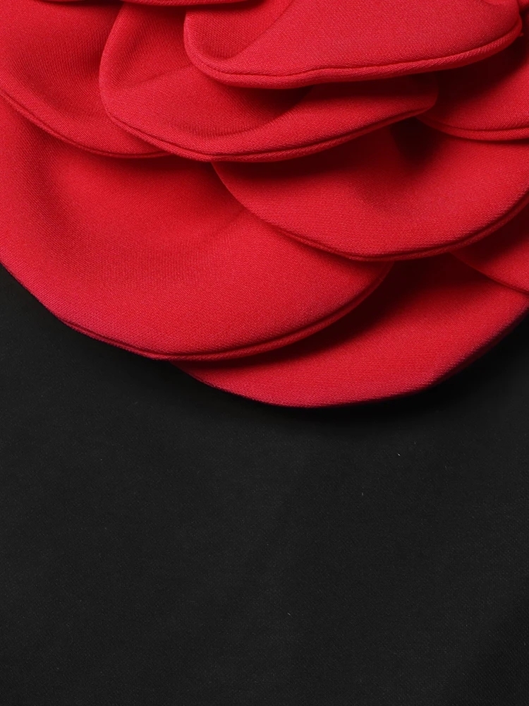 TWOTWINSTYLE Colorblock Patchwork Appliques Women Slimming Dresses
