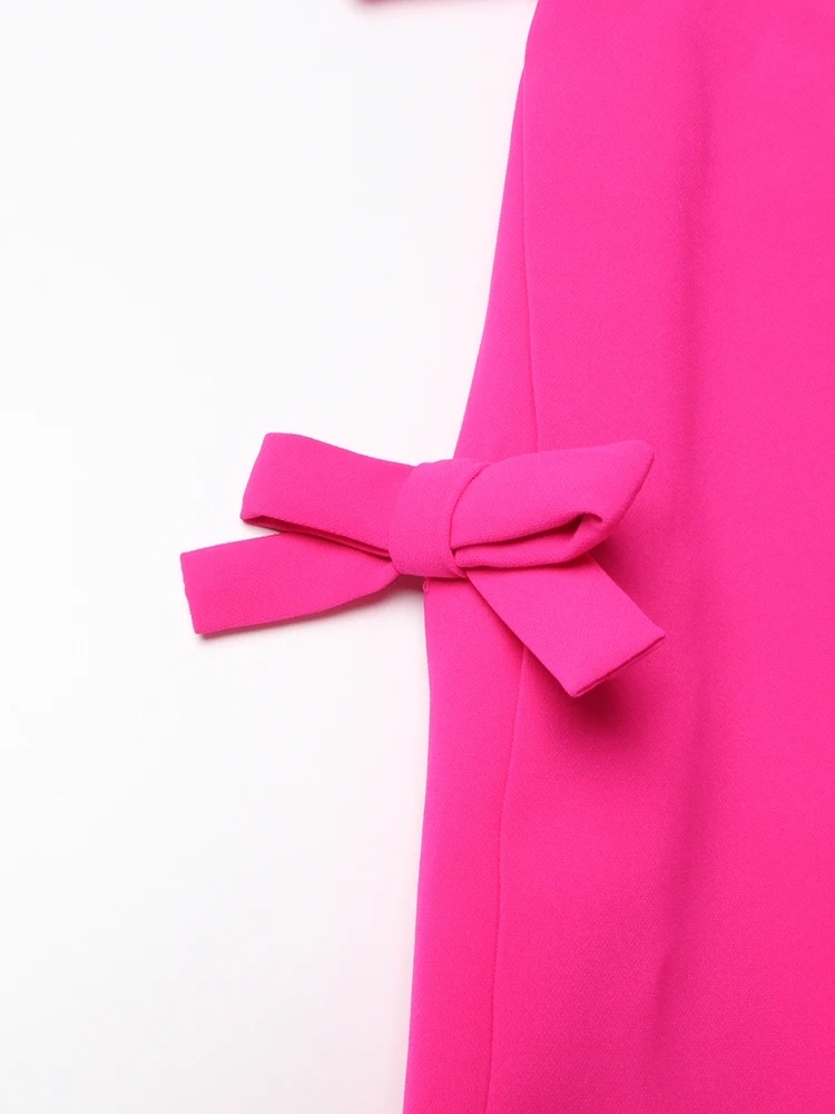 TWOTWINSTYLE Solid Minimalist Patchwork Bowknot Women Dress