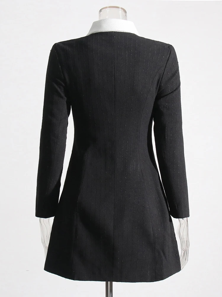 TWOTWINSTYLE Hit Color Patchwork Diamonds Slimming Women Dress
