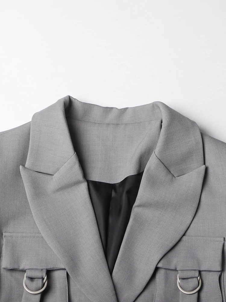 TWOTWINSTYLE Solid Patchwork Pockets Women Slimming Trenches