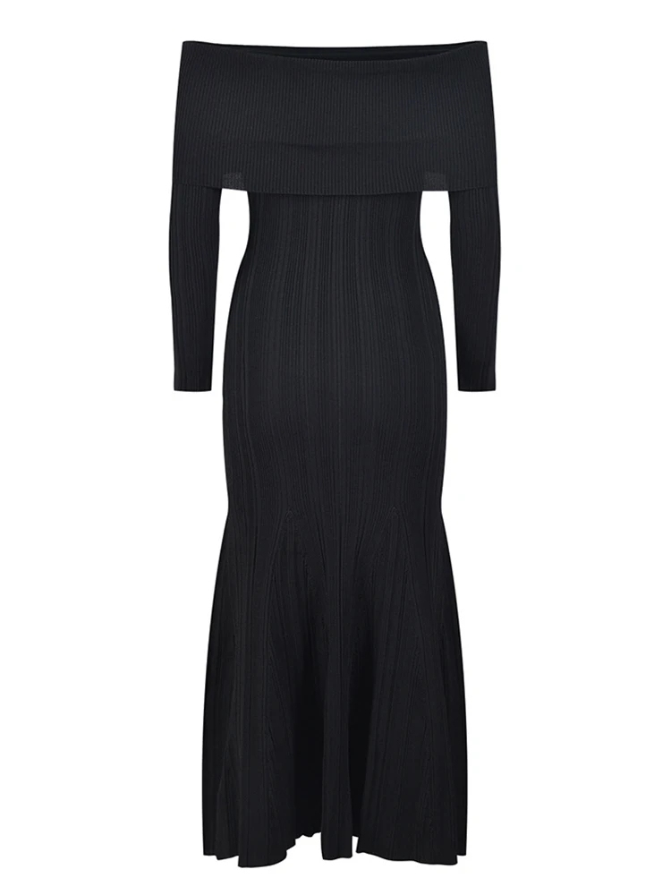 TWOTWINSTYLE Solid Slimming Patchwork Folds Women Elegant Dresses