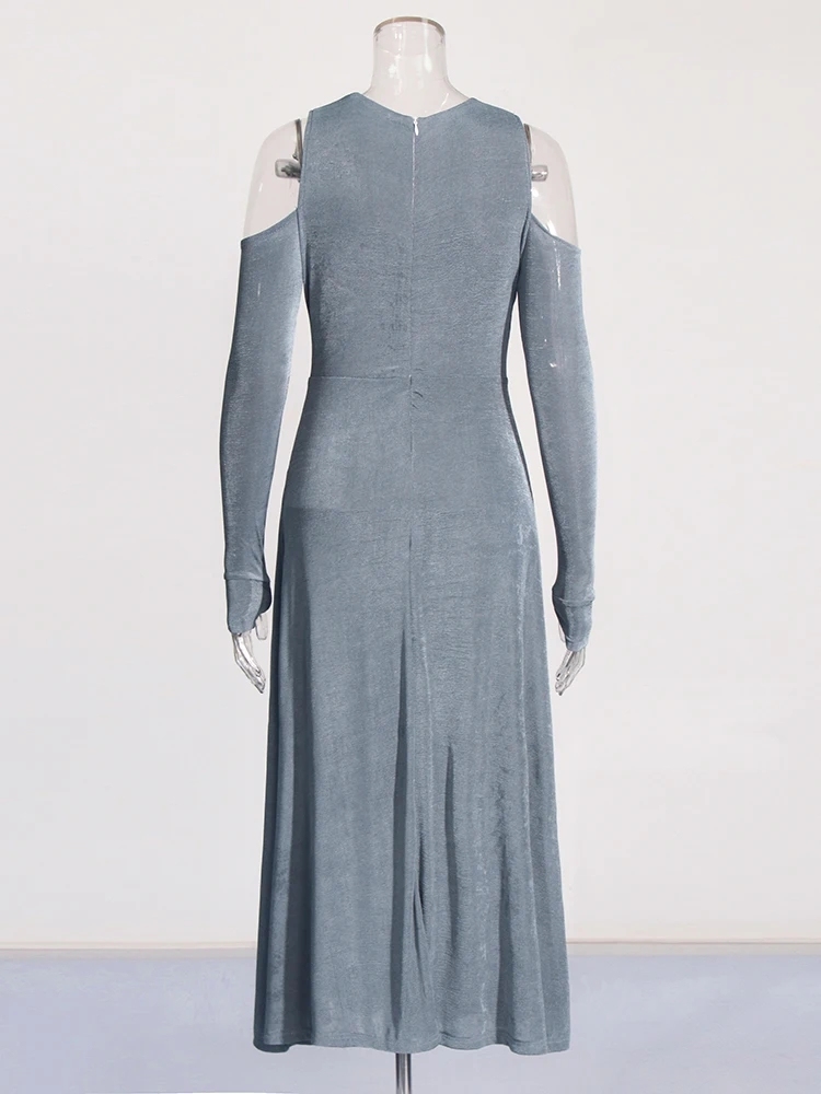 TWOTWINSTYLE Solid Slimming Patchwork Zipper Hollow Out Sexy Women Dress