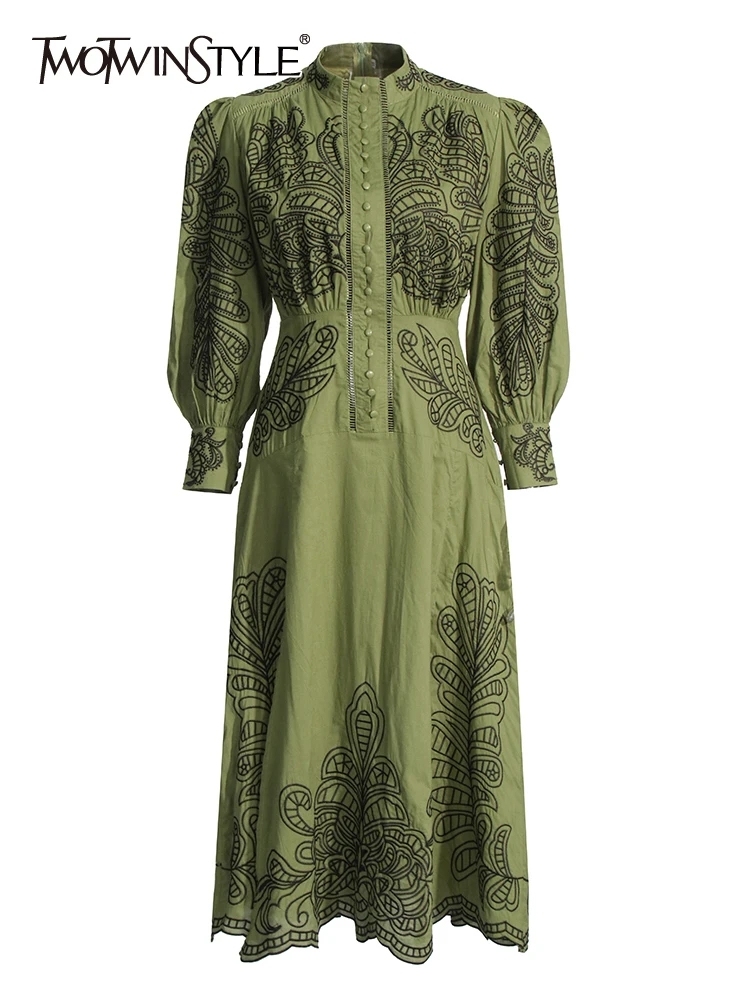 TWOTWINSTYLE Colorblock Elegant Embroidery Women Formal Dresses