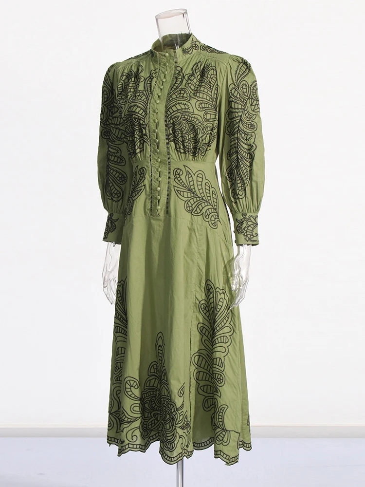 TWOTWINSTYLE Colorblock Elegant Embroidery Women Formal Dresses