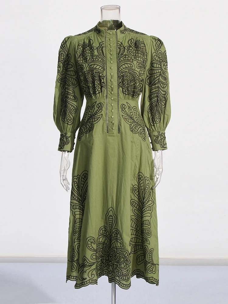 TWOTWINSTYLE Colorblock Elegant Embroidery Women Formal Dresses