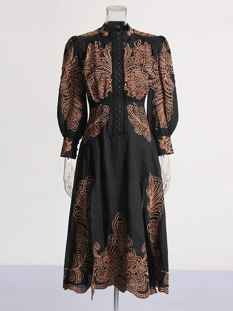 TWOTWINSTYLE Colorblock Elegant Embroidery Women Formal Dresses