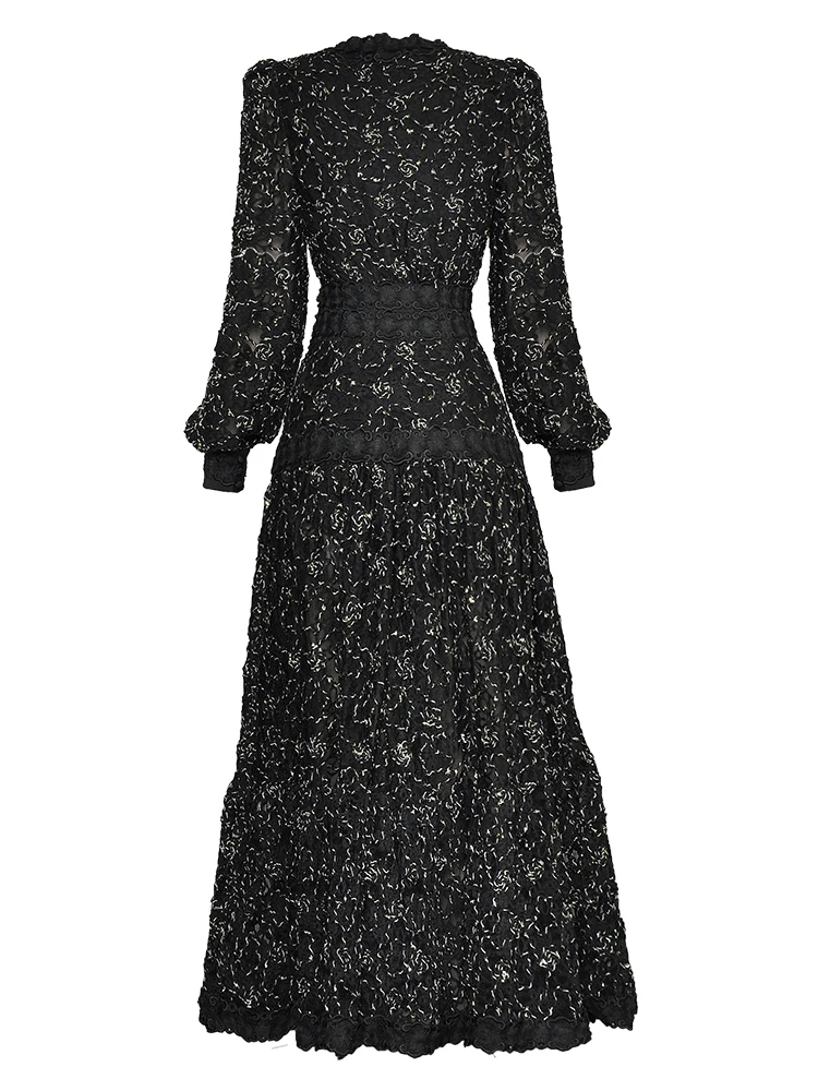 TWOTWINSTYLE Temperament Embroidery Spliced Lace Women Formal Dresses
