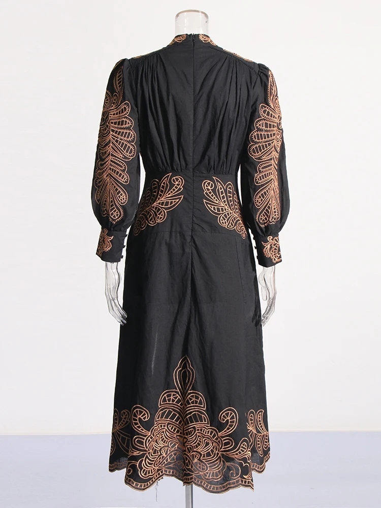 TWOTWINSTYLE Colorblock Elegant Embroidery Women Formal Dresses