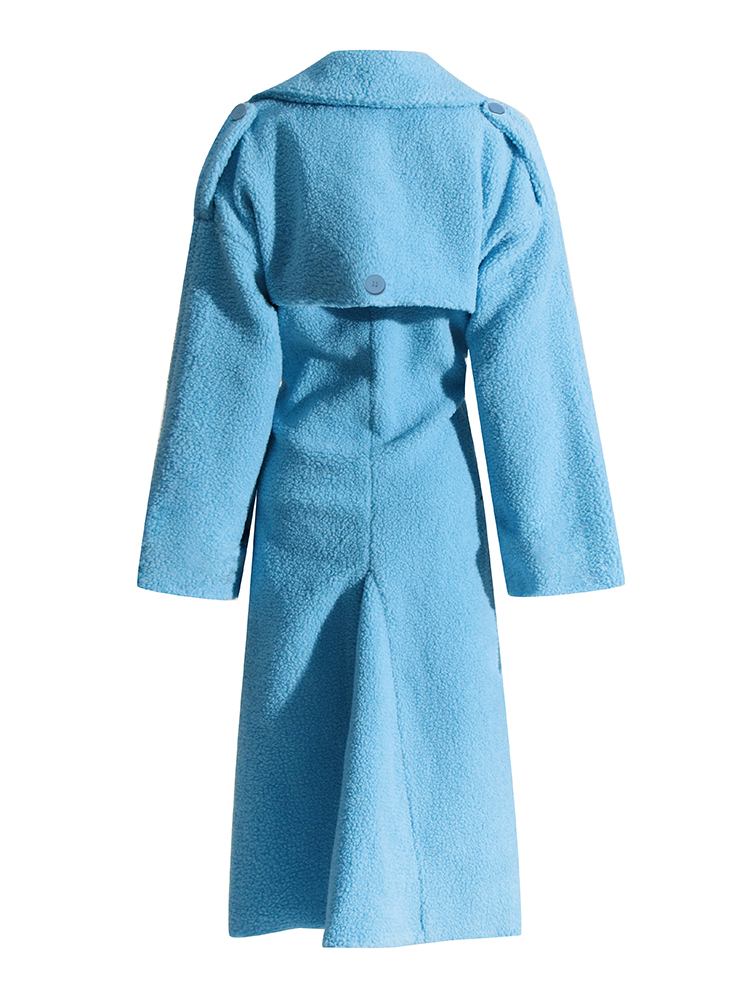 TWOTWINSTYLE For Women Lapel Long Sleeve Spliced Button Chic Coat