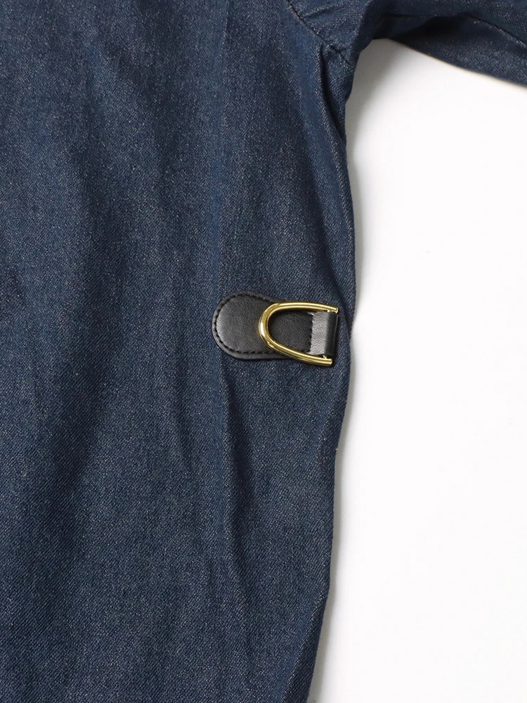 TWOTWINSTYLE Patchwork Belt Jackets For Women Lapel Long Sleeve Spliced