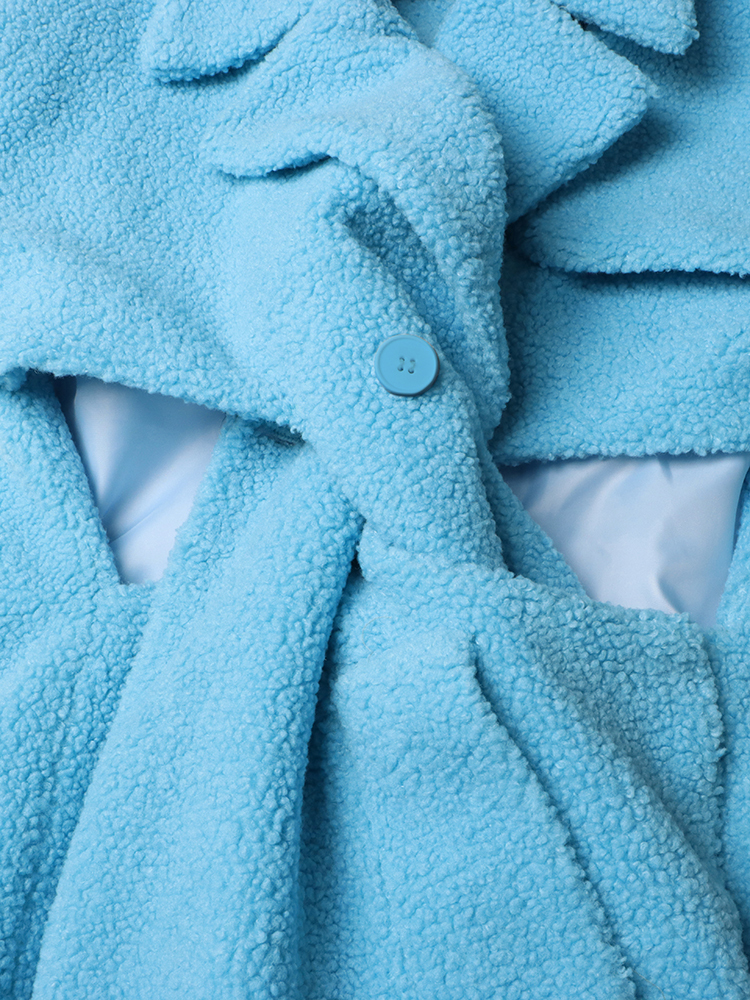 TWOTWINSTYLE For Women Lapel Long Sleeve Spliced Button Chic Coat