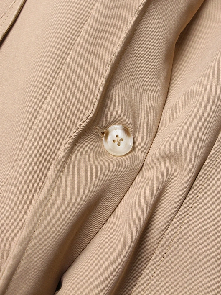 TWOTWINSTYLE Patchwork Cut Out Trench Coat For Women Lapel Long Sleeve High Waist Lace Up Solid Coats Female Clothes Fashion New