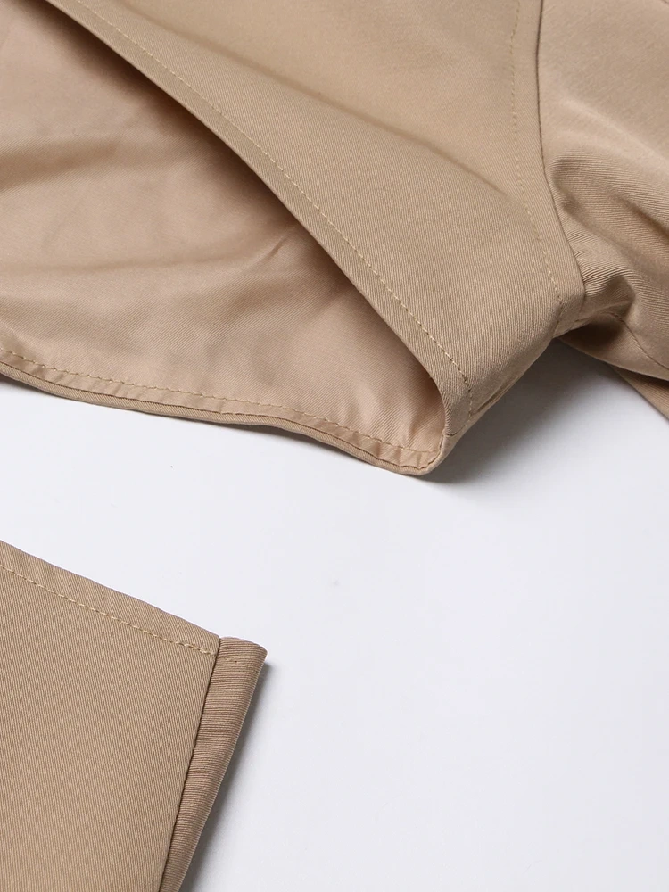 TWOTWINSTYLE Patchwork Cut Out Trench Coat For Women Lapel Long Sleeve High Waist Lace Up Solid Coats Female Clothes Fashion New