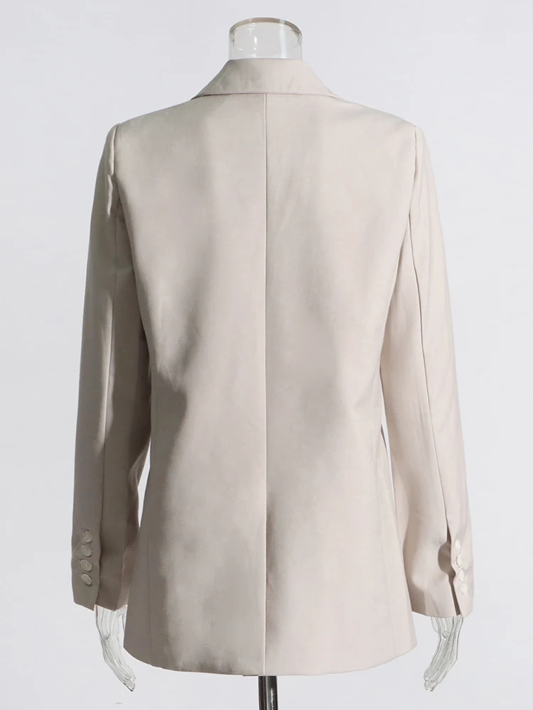 TWOTWINSTYLE Solid Hollow Out Blazers For Women Notched Collar Long Sleeves Patchwork Pockets Temperament Blazer Female Fashion